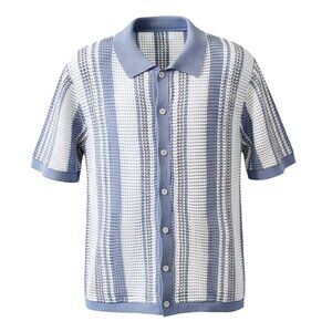 Massive Luxury Crochet Cardigan Mens Size Large Knit Retro Preppy Button Up